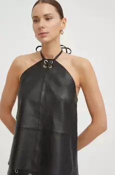 2NDDAY bluza din piele culoarea negru, neted imagine