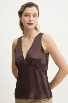 2NDDAY bluza Valenci femei, culoarea maro, neted, 2252137287 imagine