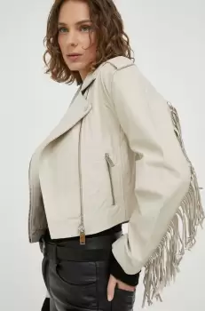 2NDDAY geaca ramones de piele femei, culoarea bej, de tranzitie imagine