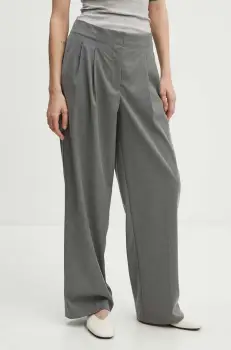 2NDDAY pantaloni 2ND Carter - Classic Tailorin femei, culoarea gri, drept, high waist, 2244160169 imagine