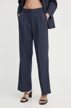2NDDAY pantaloni 2ND Carter - Pinstripe femei, culoarea albastru marin, drept, high waist, 2244160170 imagine