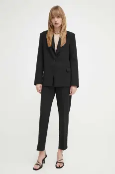 2NDDAY pantaloni Anny - Attired Suiting femei, culoarea negru, mulata, high waist, 2000162119 imagine