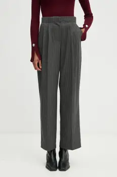 2NDDAY pantaloni Carter femei, culoarea gri, drept, high waist, 2245160170 imagine