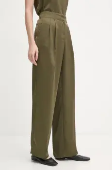 2NDDAY pantaloni Carter femei, culoarea verde, lat, high waist, 2251162279 imagine