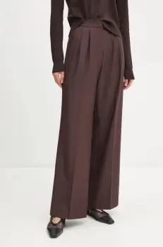 2NDDAY pantaloni Miles femei, culoarea bordo, lat, high waist, 2251160151 imagine