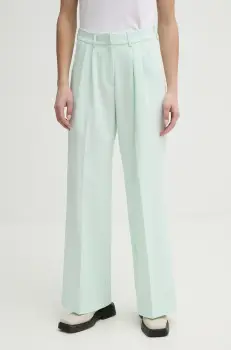 2NDDAY pantaloni Mille femei, culoarea verde, lat, high waist, 2252162151 imagine