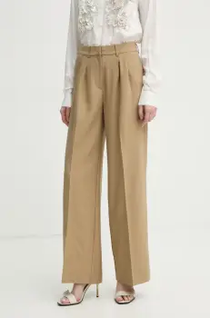 2NDDAY pantaloni Mille femei, culoarea verde, lat, high waist, 2252162151 imagine