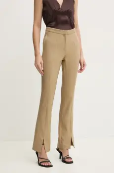 2NDDAY pantaloni Sandras femei, culoarea verde, evazati, high waist, 2252161151 imagine