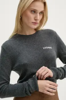 2NDDAY pulover din amestec de lana Lance TT femei, culoarea gri, light, 2245343408 imagine