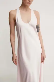 2NDDAY rochie Amalian - Heavy Satin culoarea roz, midi, evazati, 2244125279 imagine