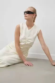 2NDDAY rochie culoarea galben, midi, drept imagine