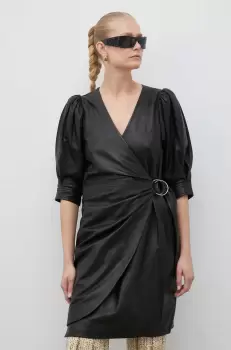 2NDDAY rochie de piele culoarea negru, mini, drept imagine