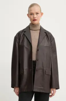 2NDDAY sacou de piele Harrison culoarea maro, oversize, neted, 2251515672 imagine