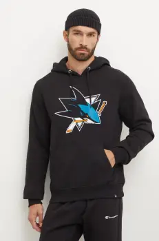 47 brand bluza NHL San Jose Sharks barbati, culoarea negru, cu gluga, cu imprimeu, HH022PEMIBR546611JK imagine