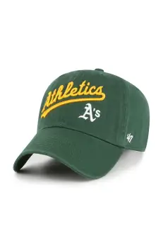 47 brand sapca de baseball din bumbac MLB Athletics culoarea verde, uni, B-RGWSC18GWS-DGC imagine