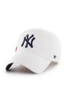 47 brand sapca de baseball din bumbac MLB New York Yankees culoarea alb, cu imprimeu, B-CICON17GWS-WH imagine