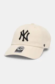 47 brand sapca de baseball din bumbac MLB New York Yankees culoarea bej, cu imprimeu, B-RGW17GWS-NTB imagine