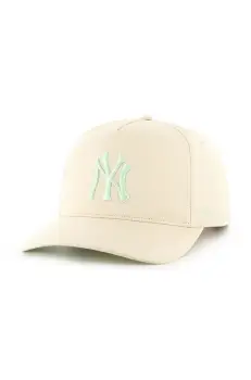 47 brand sapca de baseball din bumbac MLB New York Yankees culoarea bej, cu imprimeu, BCWS-SRSHT17GWP-NT96 imagine