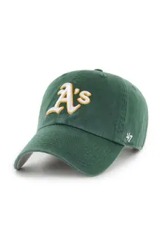 47 brand sapca de baseball din bumbac MLB Oakland Athletics culoarea verde, cu imprimeu, BCPTN-DBLUN18GWS-DG08 imagine