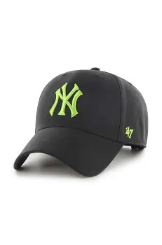 47 brand sapca din amestec de lana MLB New York Yankees culoarea negru, cu imprimeu, B-MVPSP17WBP-BKAM imagine