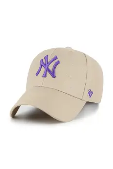 47 brand sapca MLB New York Yankees culoarea bej, cu imprimeu, B-MVPSP17WBP-KHP imagine