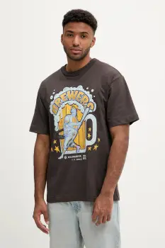 47 brand tricou din bumbac BC013TMKBRU643621C9 culoarea gri, cu imprimeu, MLB Milwaukee Brewers Sigma imagine