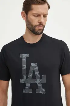 47 brand tricou din bumbac MLB Los Angeles Dodgers barbati, culoarea negru, cu imprimeu, BB012TEMECH608510JK imagine