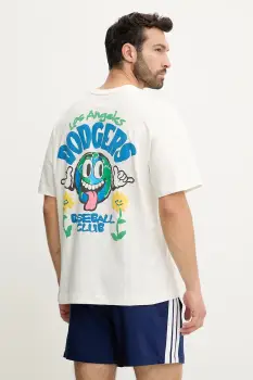 47 brand tricou din bumbac MLB Los Angeles Dodgers culoarea bej, cu imprimeu, BB012TMIIIY657544SS imagine