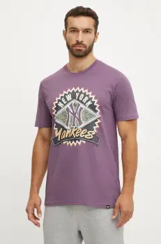47 brand tricou din bumbac MLB New York Yankees barbati, culoarea violet, cu imprimeu, BB017TEMIME634148II imagine