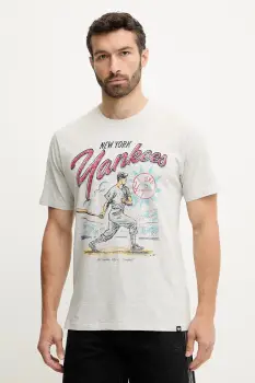 47 brand tricou din bumbac MLB New York Yankees culoarea gri, cu imprimeu, BB017TEMECH638867CK imagine