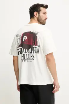 47 brand tricou din bumbac MLB Philadelphia Phillies culoarea bej, cu imprimeu, BB019TMQMLK646078SS imagine