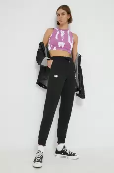 47brand Pantaloni culoarea negru, cu imprimeu imagine