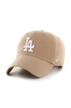 47brand sapca de baseball din bumbac MLB Los Angeles Dodgers culoarea bej, cu imprimeu imagine