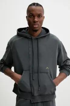 A-COLD-WALL* hanorac de bumbac barbati, culoarea gri, cu gluga, uni, ACWMW215 imagine