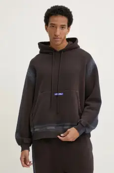 A-COLD-WALL* hanorac de bumbac barbati, culoarea maro, cu gluga, cu imprimeu, ACWMW203 imagine