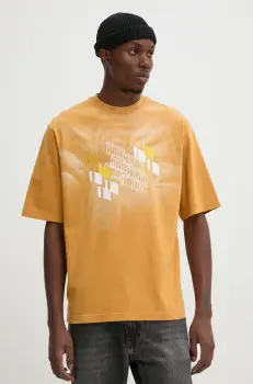 A-COLD-WALL* tricou din bumbac Schematic barbati, culoarea galben, cu imprimeu, ACWMTS198 imagine