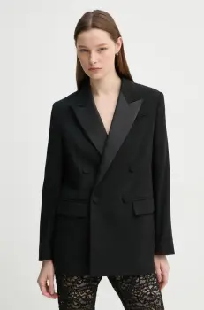 A.L.C. geaca de lana culoarea negru, cu doua randuri de nasturi, neted, 1JAKT00977 imagine