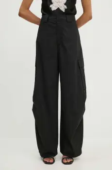 A.L.C. pantaloni Brie femei, culoarea negru, lat, high waist, 2PANT01031 imagine
