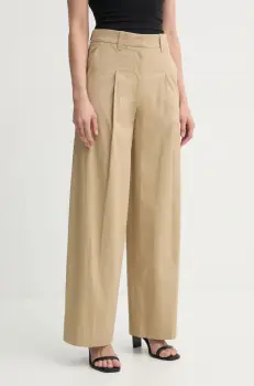 A.L.C. pantaloni femei, culoarea bej, lat, high waist, 2PANT01134 imagine