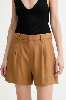 A.L.C. pantaloni scurti din in Charles culoarea maro, uni, medium waist, 2PANT01158 imagine