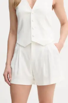 A.L.C. pantaloni scurti din lana culoarea alb, neted, high waist, 2PANT01124 imagine