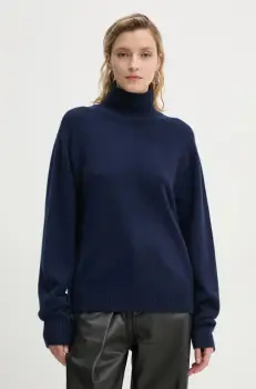 A.L.C. pulover de casmir Teddy culoarea albastru marin, light, cu guler, 7SWPO01026 imagine