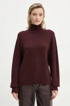 A.L.C. pulover de casmir Teddy culoarea bordo, light, cu guler, 7SWPO01026 imagine