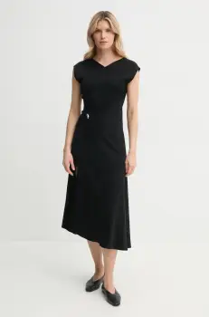 A.L.C. rochie culoarea negru, midi, evazati, 6DRES02428 imagine