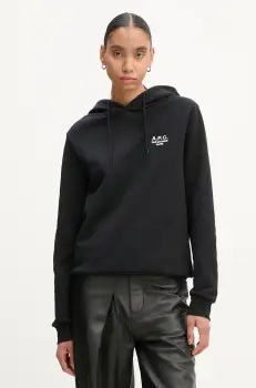 A.P.C. bluza hoodie standard rue madame GOTS culoarea negru, cu gluga, melanj, COHBV.M27914 imagine