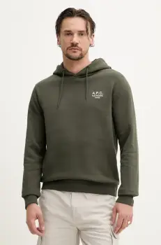 A.P.C. bluza hoodie standard rue madame GOTS culoarea verde, cu gluga, melanj, COHBV.M27914 imagine