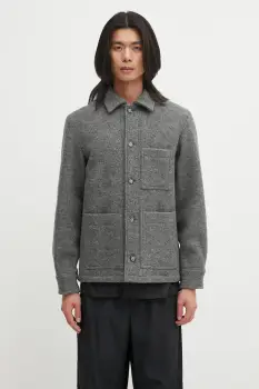 A.P.C. geaca de lana veste emile logo culoarea gri, de tranzitie, WVBEH.H32029 imagine