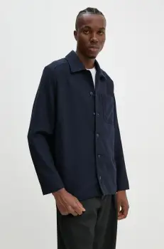 A.P.C. geaca de lana veste jamie culoarea albastru marin, de tranzitie, WOAPN.H02962 imagine