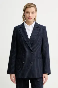 A.P.C. geaca de lana veste lucy culoarea albastru marin, cu doua randuri de nasturi, modelator, WOARO.F03212 imagine