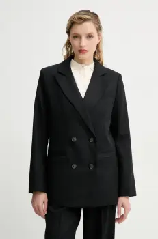 A.P.C. geaca de lana veste lucy culoarea negru, cu doua randuri de nasturi, neted, WOAPO.F03212 imagine